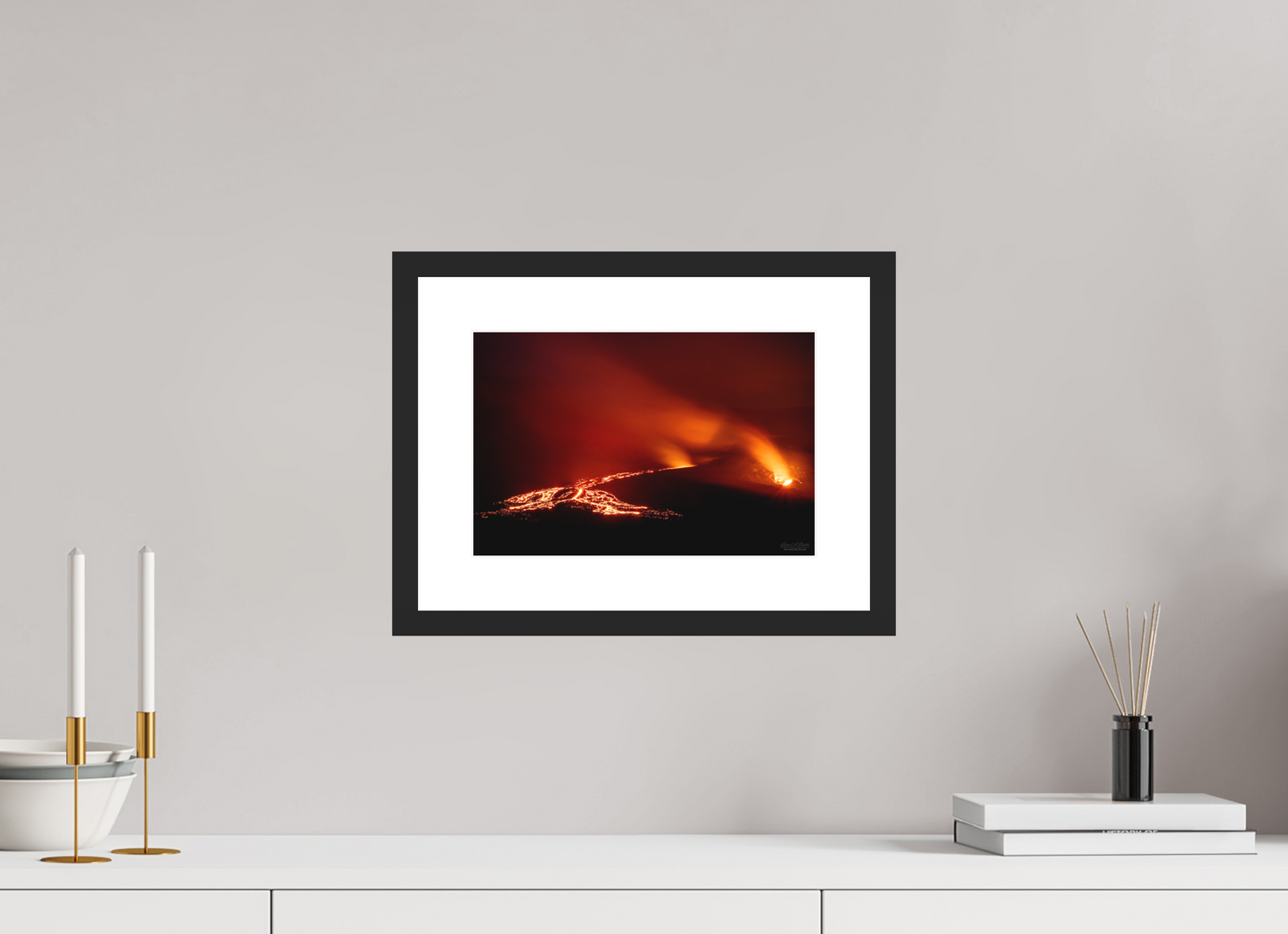 12 x 8″, Classic Black Matte Wood Frame Island of Fire