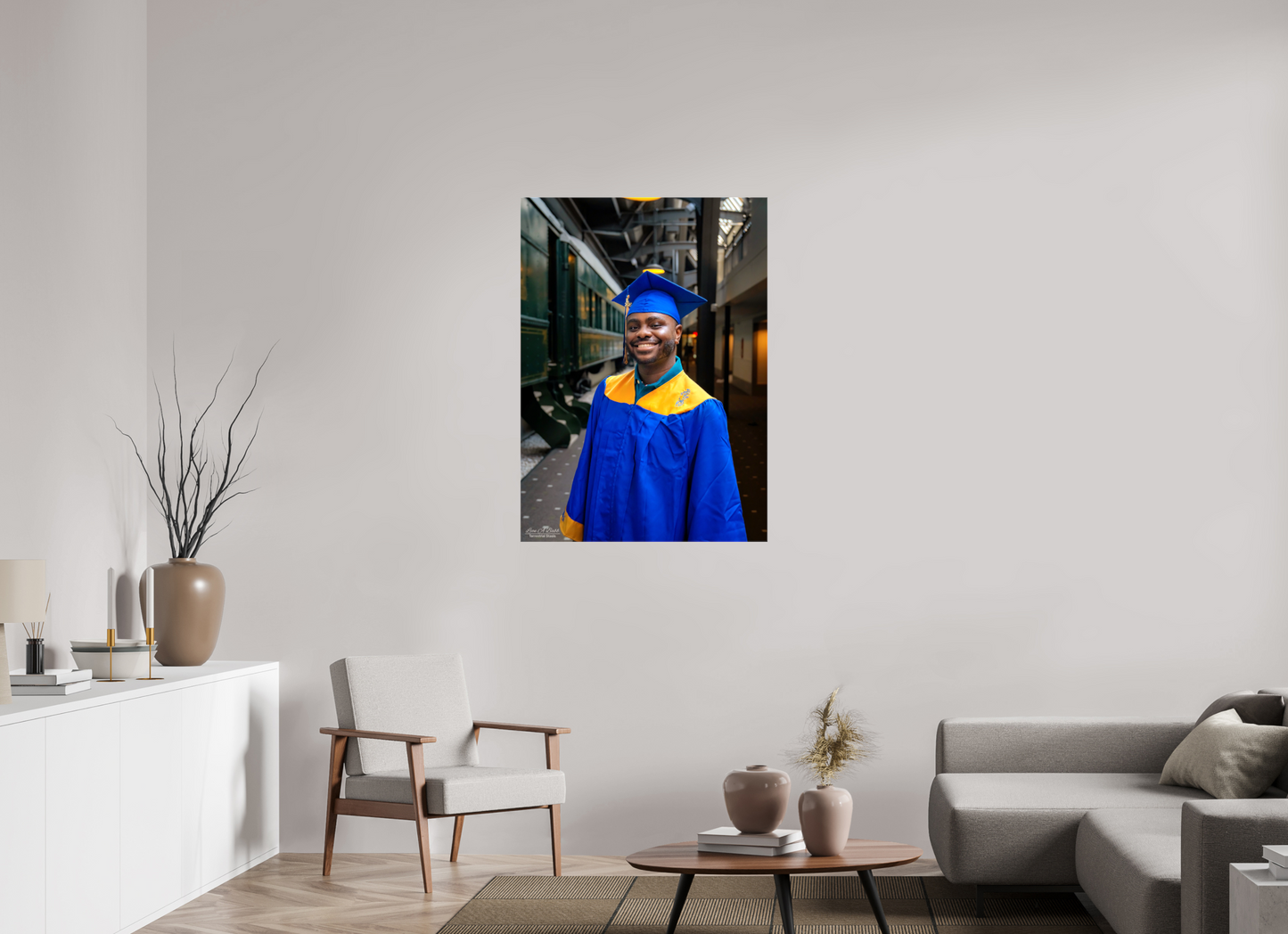31 x 43.4″, Glossy Canvas Stretcher Frame with Mirrored Edges (15B) Joseph’s High School Graduation