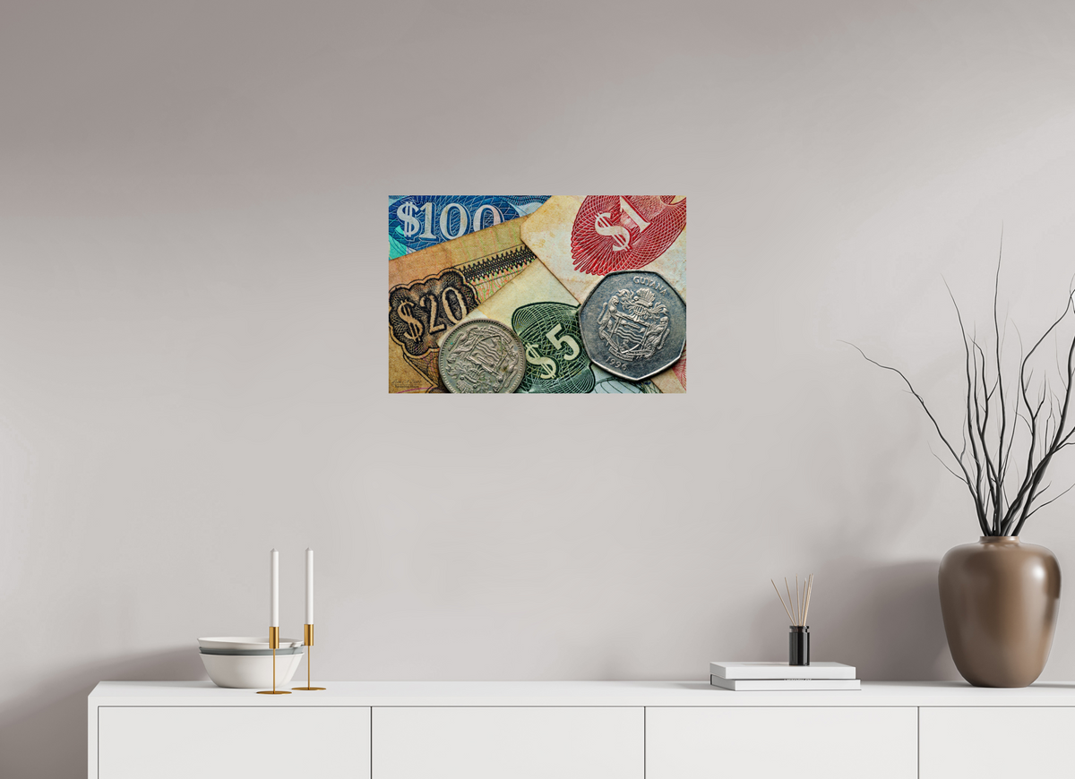 24 x 16″, Print with Aluminum Backing and Glossy Lamination Currency and Culture