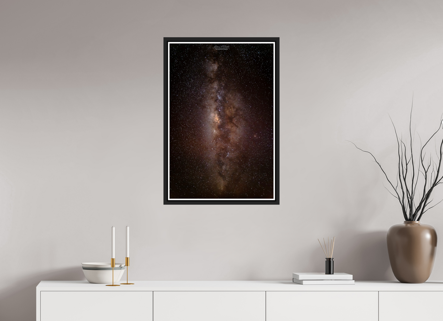 20 x 30″, Black Matte Floater Frame with Acrylic Glass (11A) Milky Way
