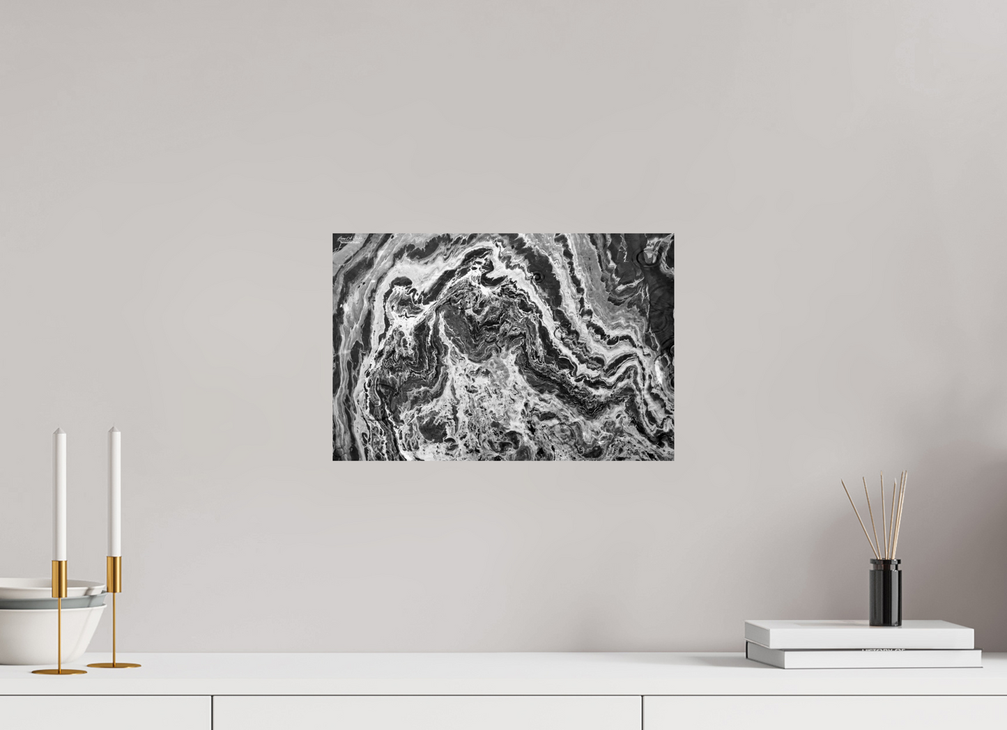15 x 10″, Print with Aluminum Backing and Glossy Lamination Liquid Marble
