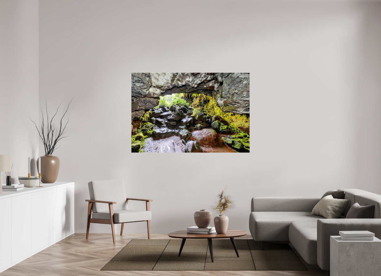63.7 x 43″, Glossy Canvas Stretcher Frame with Mirrored Edges Threshold of Adventure