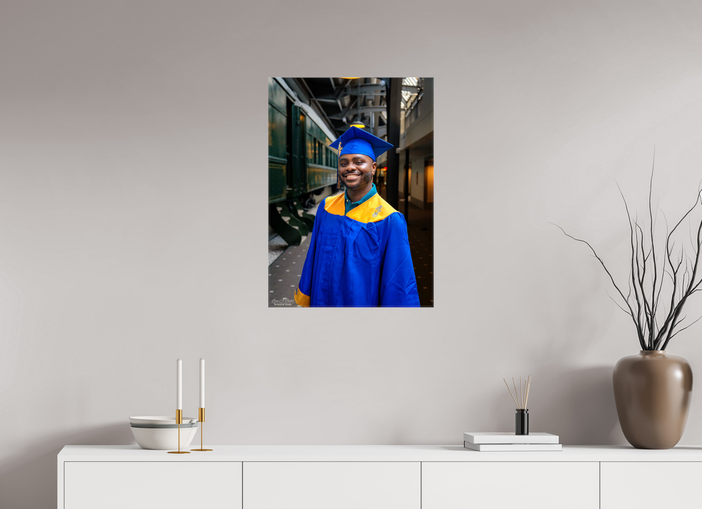 20 x 28″, Glossy Canvas Stretcher Frame with Mirrored Edges (15B) Joseph’s High School Graduation