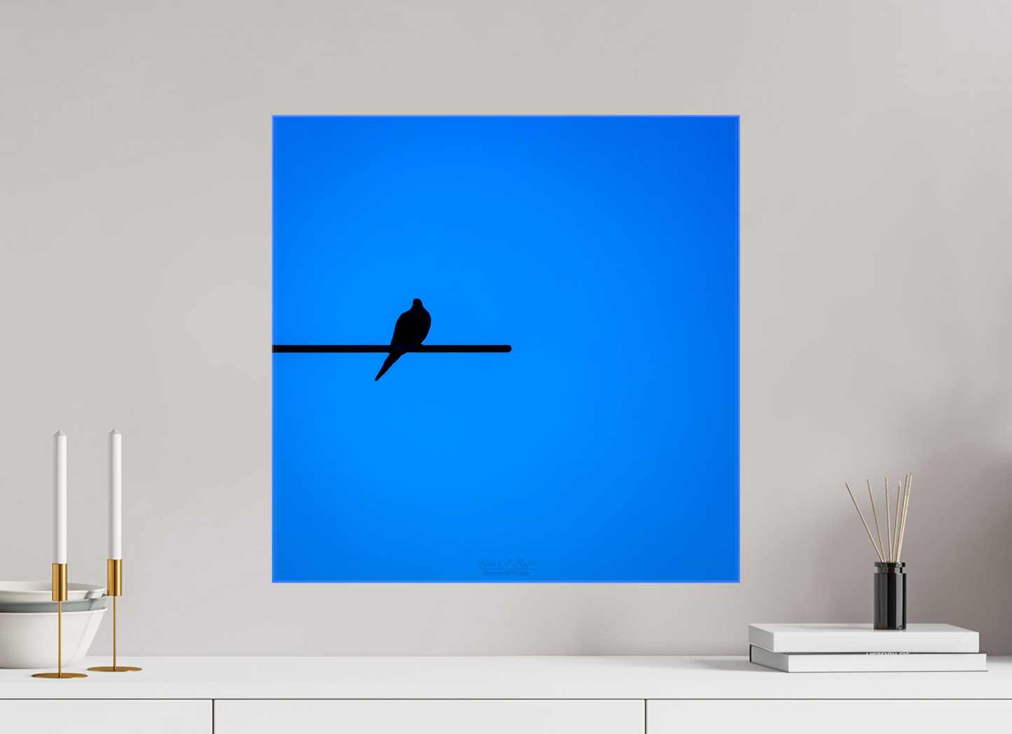 (08D) Bird Silhouette in Blue