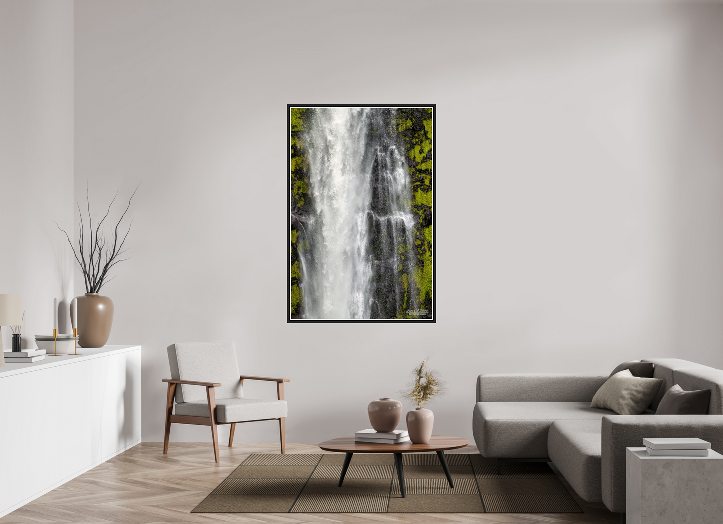 40 x 60″, Black Matte Floater Frame with Acrylic Glass (04D) Akaka Falls Cascade