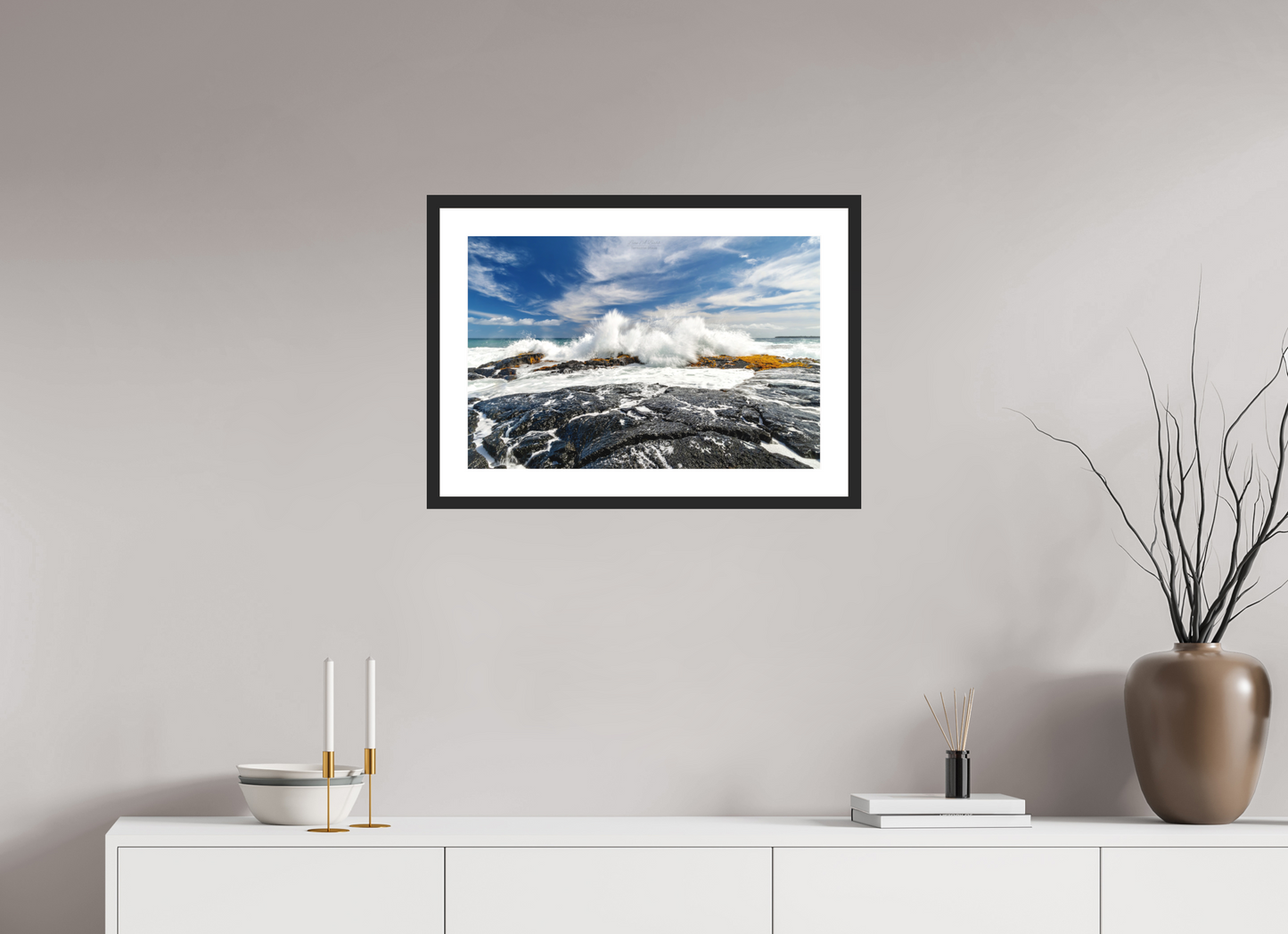 24 x 16″, Classic Black Matte Wood Frame (04D) Impact on the Rocks