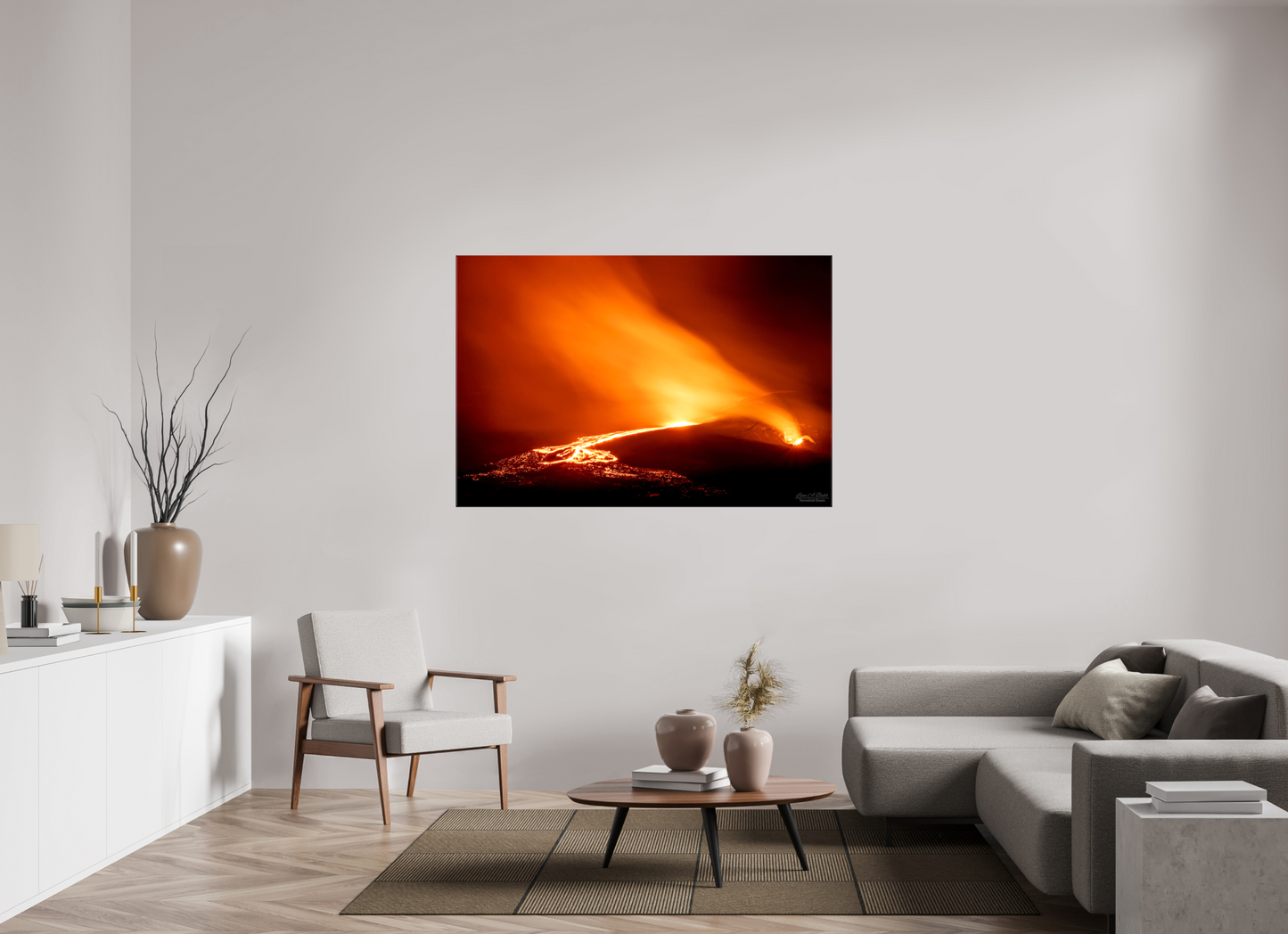 60 x 40″, Glossy Canvas Stretcher Frame with Mirrored Edges Kīlauea Nights