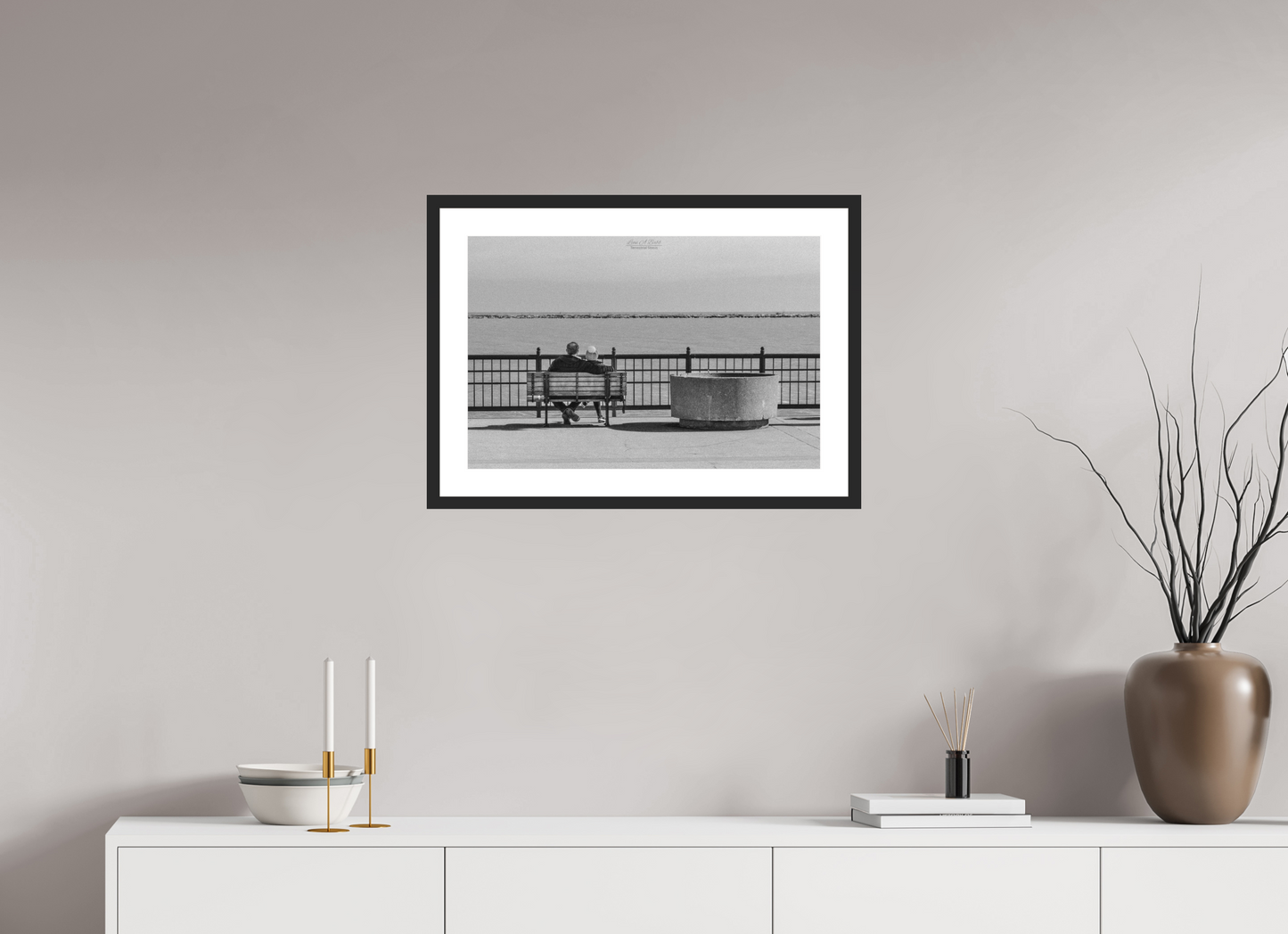 24 x 16″, Classic Black Matte Wood Frame (15A) Lovers in Chicago