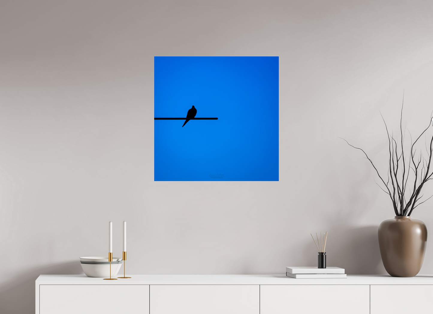 (08D) Bird Silhouette in Blue