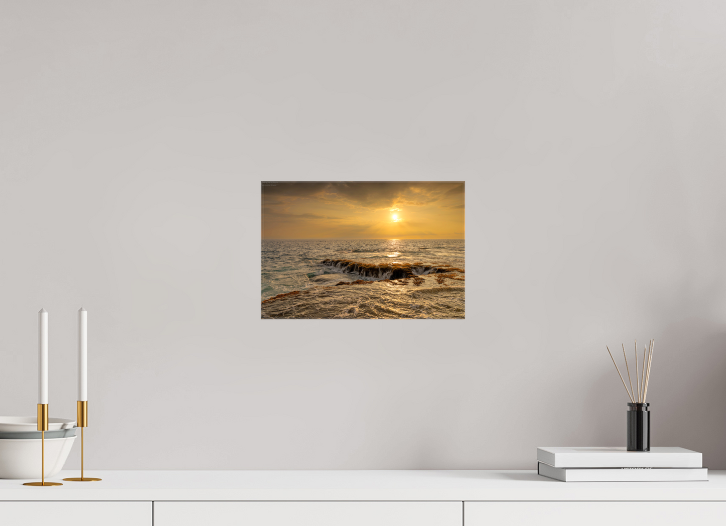 12 x 8″, Glossy Canvas Stretcher Frame with Mirrored Edges Sunset Cascade