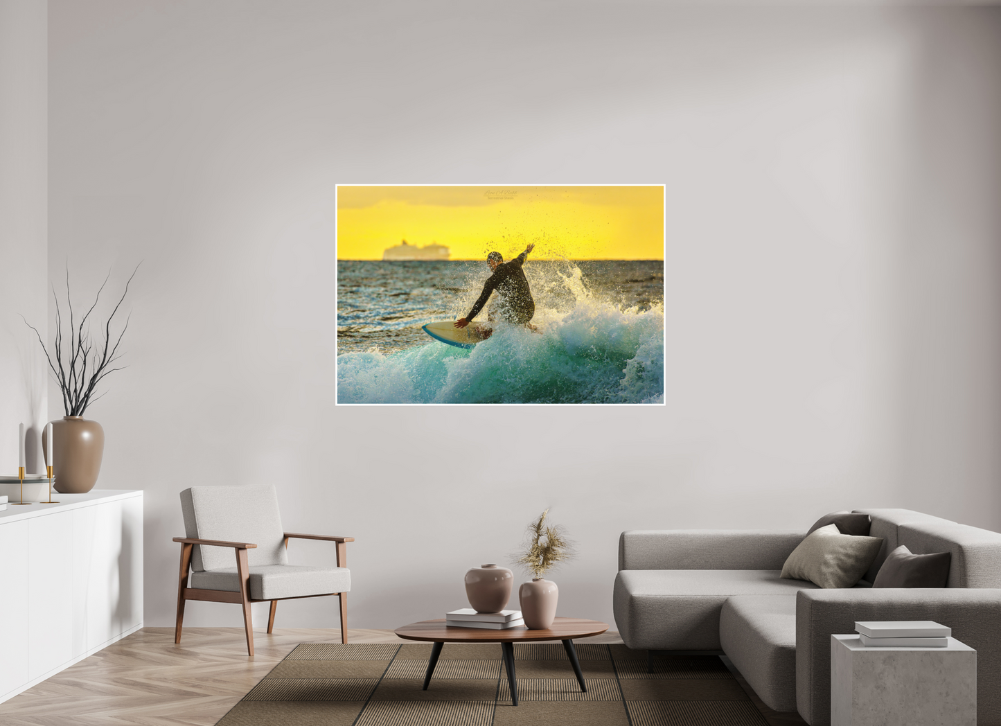66 x 44″, Photo Print with Matte Lamination (05F) Surfing at Sunrise
