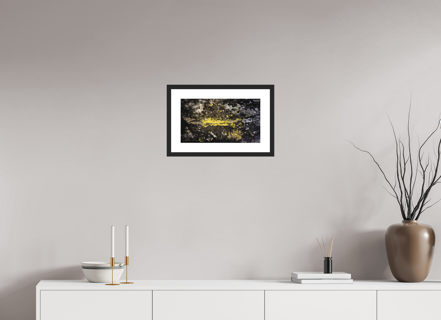 16 x 9″, Classic Black Matte Wood Frame (10B) Luminous veins of the Kaūmana caves 2