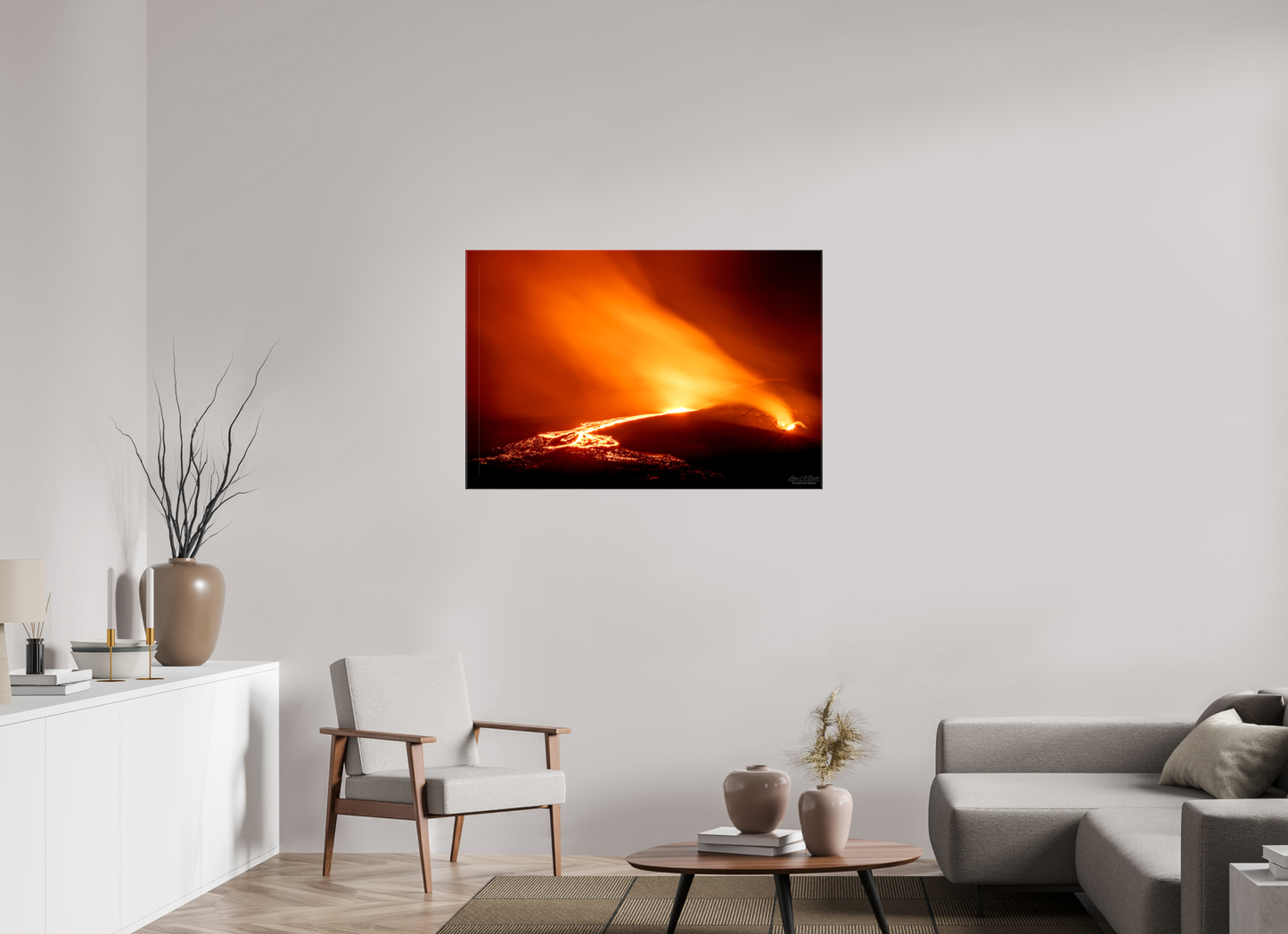 45 x 30″, Glossy Canvas Stretcher Frame with Mirrored Edges Kīlauea Nights
