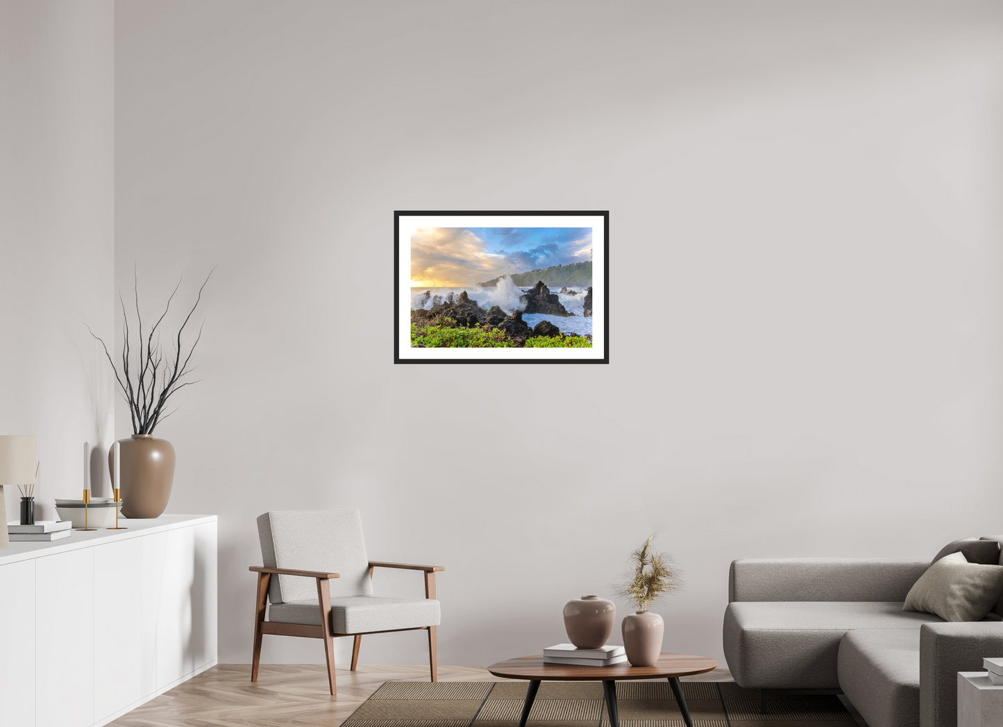 30 x 20″, Standard Black Matte Wood Frame (04A) Awakening at Laupāhoehoe