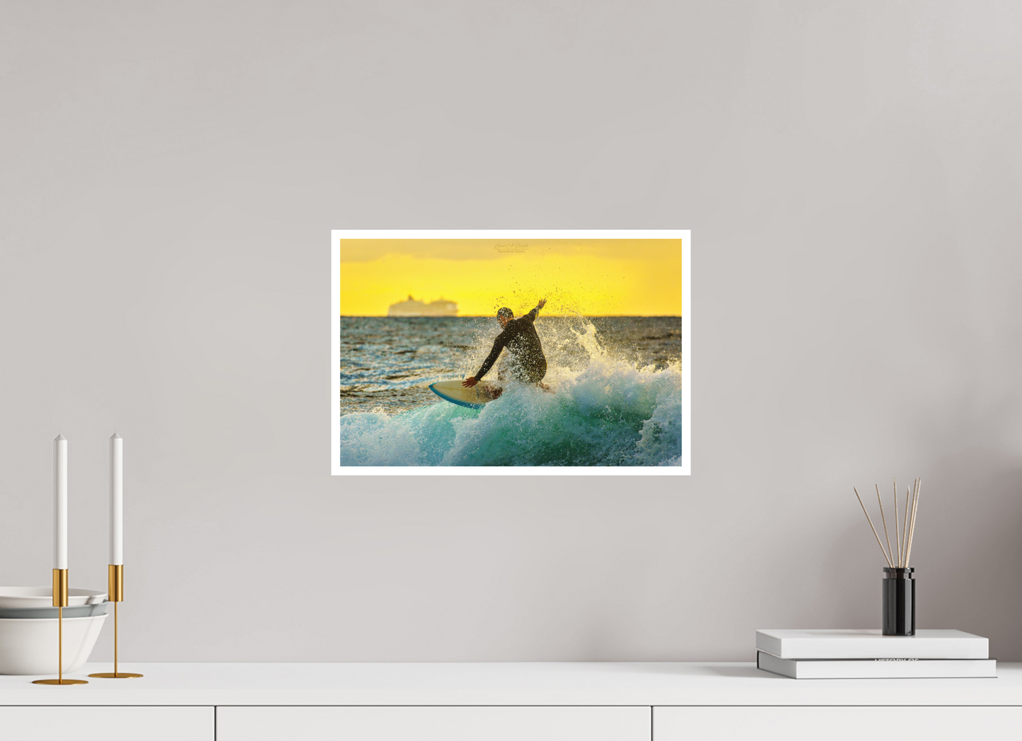 15 x 10″, Photo Print with Matte Lamination (05F) Surfing at Sunrise