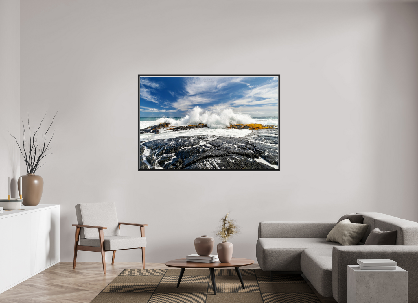 66 x 44″, Black Matte Floater Frame with Acrylic Glass (04D) Impact on the Rocks