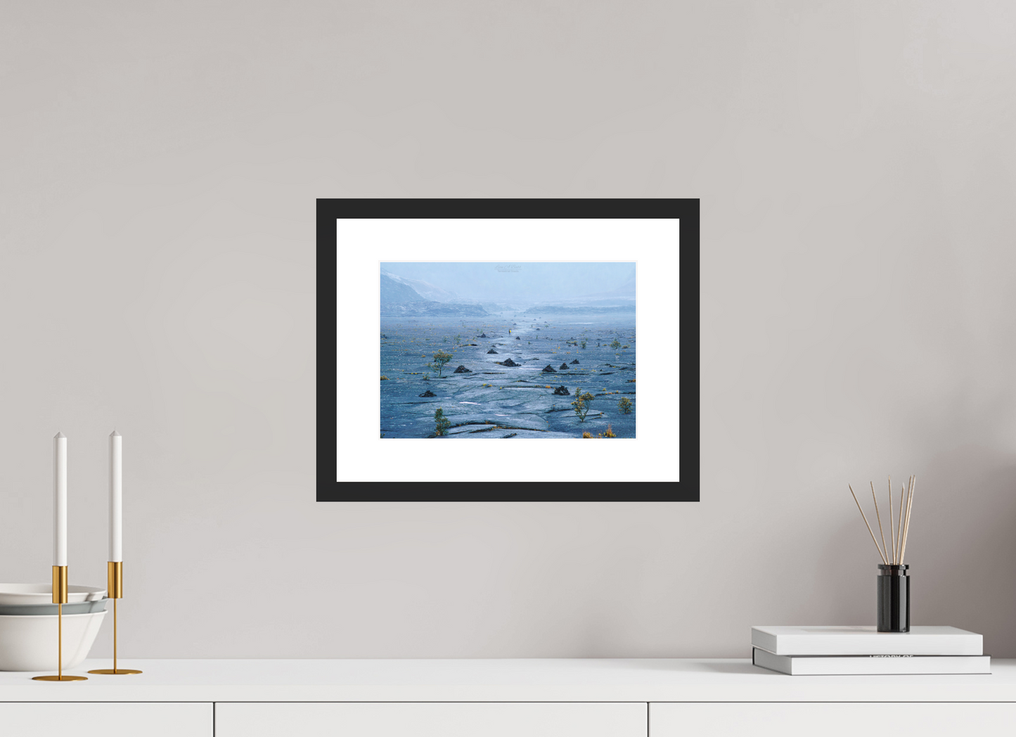 11.4 x 8″, Standard Black Matte Wood Frame (10A) Solitude at kilauea iki