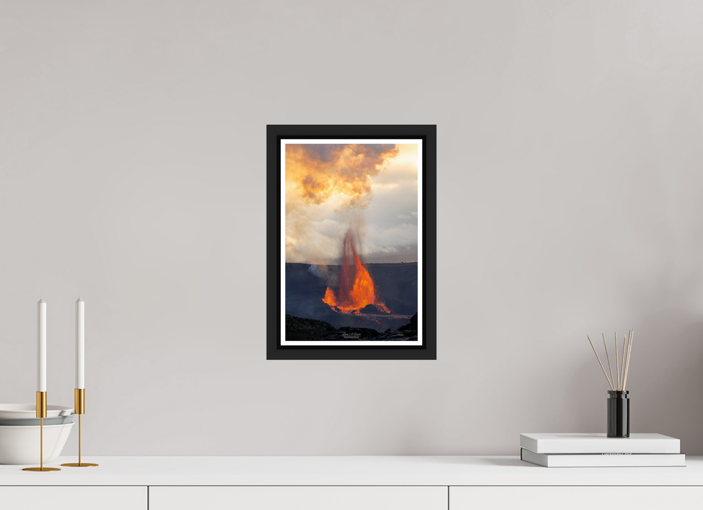8 x 12″, Black Matte Floater Frame with Acrylic Glass (03A) Breath of the Volcano