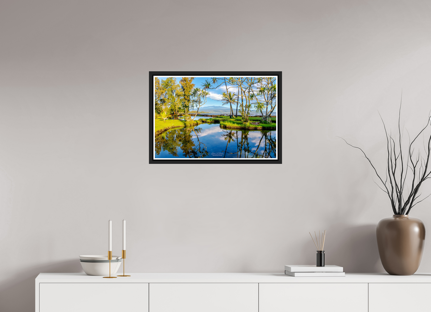 24 x 16″, Black Matte Floater Frame with Acrylic Glass (04B) Richardson Ocean Park