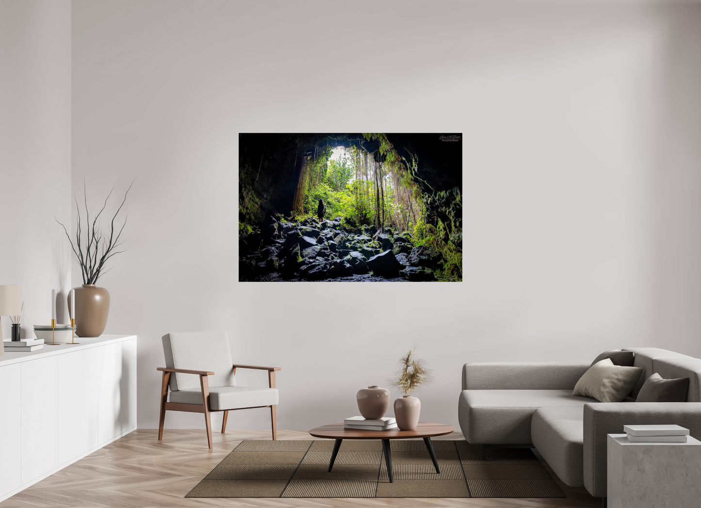 66 x 44″, Photo Print Under Acrylic Glass Voyager at the Cave's Edge