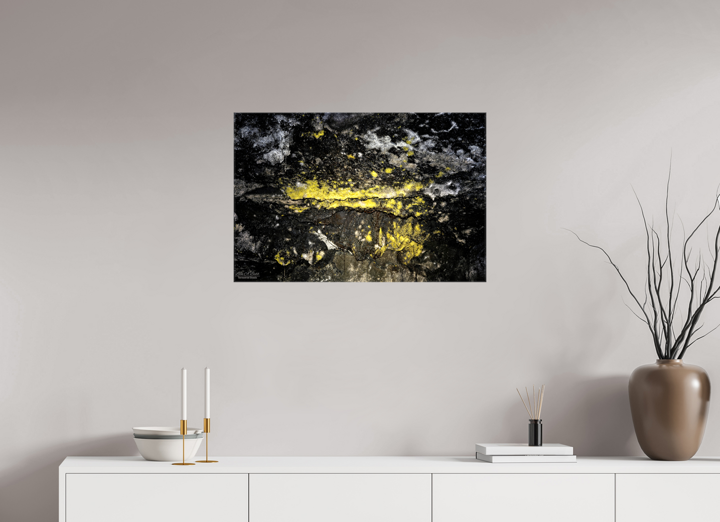 30 x 20″, Glossy Canvas Stretcher Frame with Mirrored Edges Luminous veins of the Kaūmana caves 1