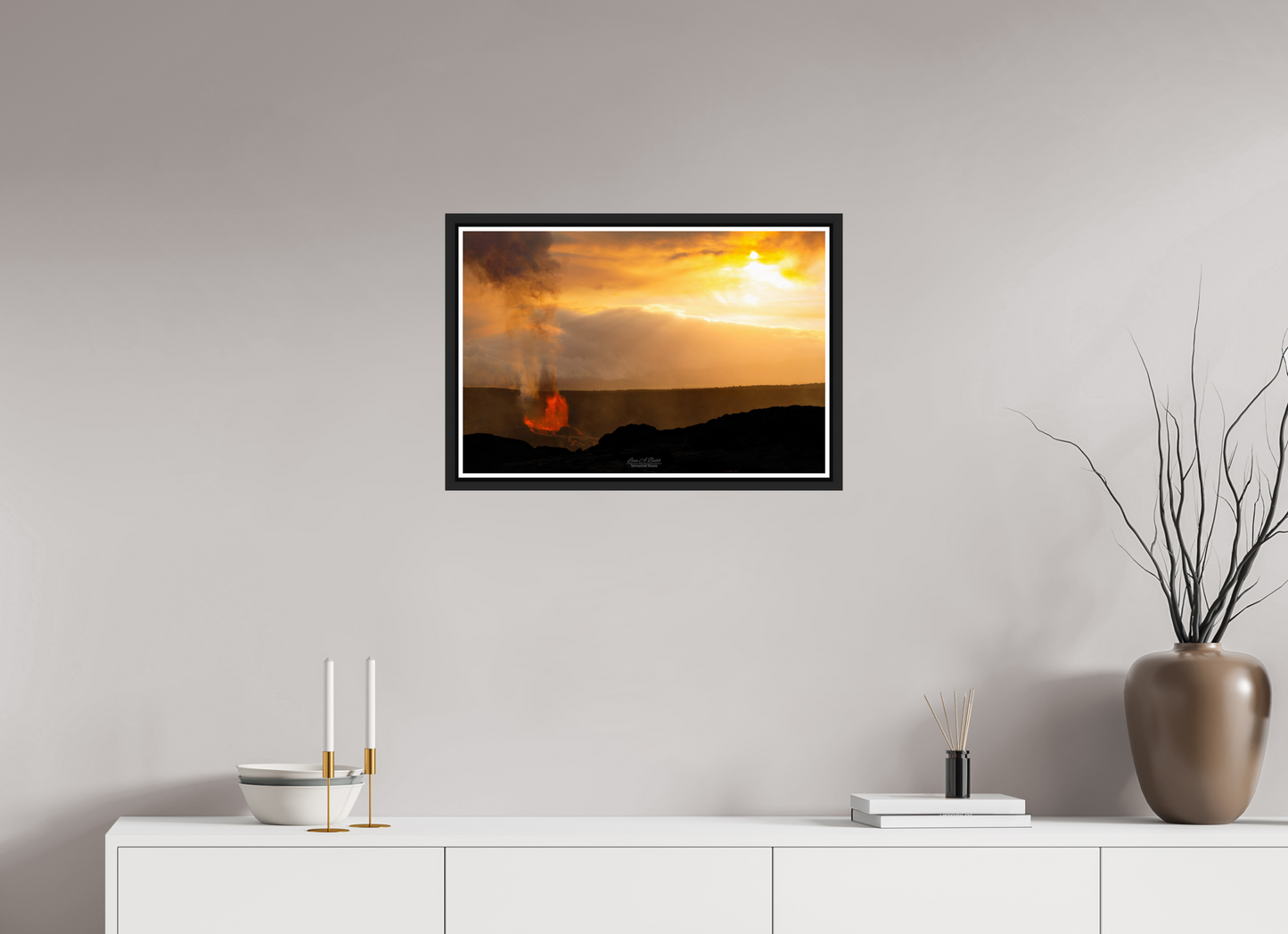 24 x 16″, Black Matte Floater Frame with Acrylic Glass (03B) Kilauea Sunset 2