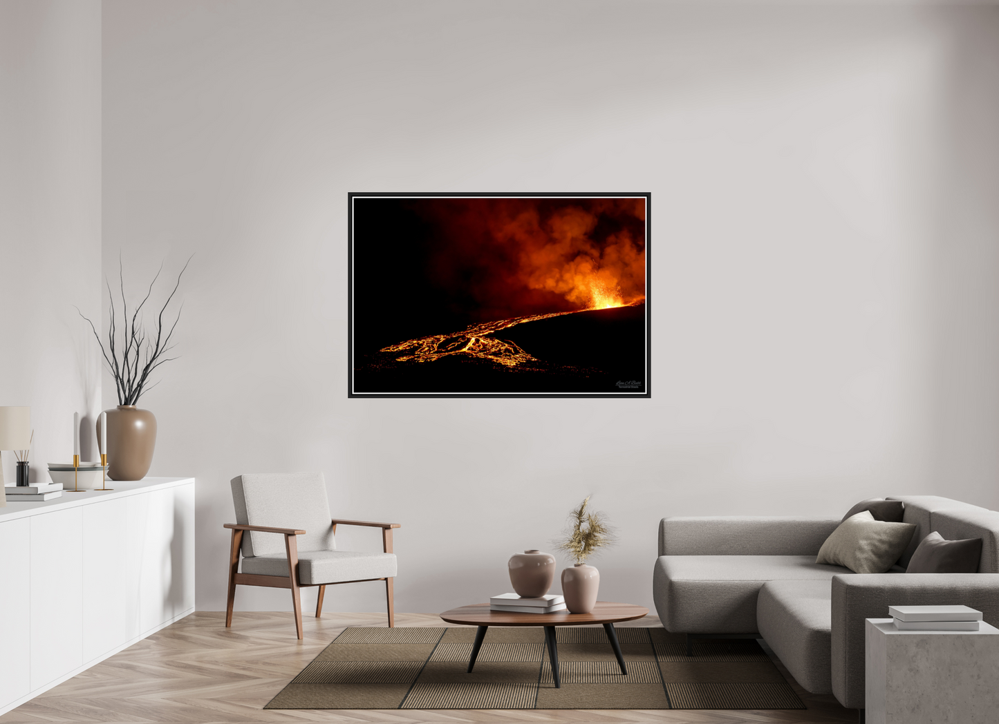 60 x 40″, Black Matte Floater Frame with Acrylic Glass Flux of Flame