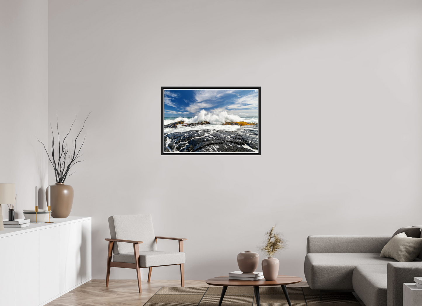 36 x 24″, Black Matte Floater Frame with Acrylic Glass (04D) Impact on the Rocks