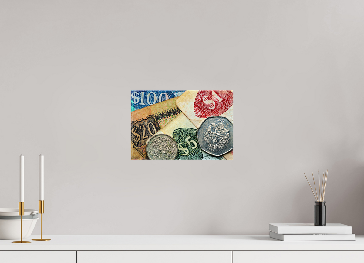 12 x 8″, Glossy Canvas Stretcher Frame with Mirrored Edges Currency and Culture