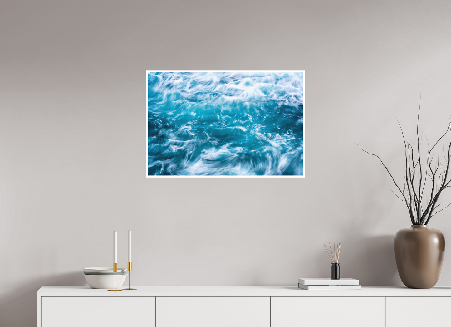 30 x 20″, Photo Print with Matte Lamination (06B) Blue Waves
