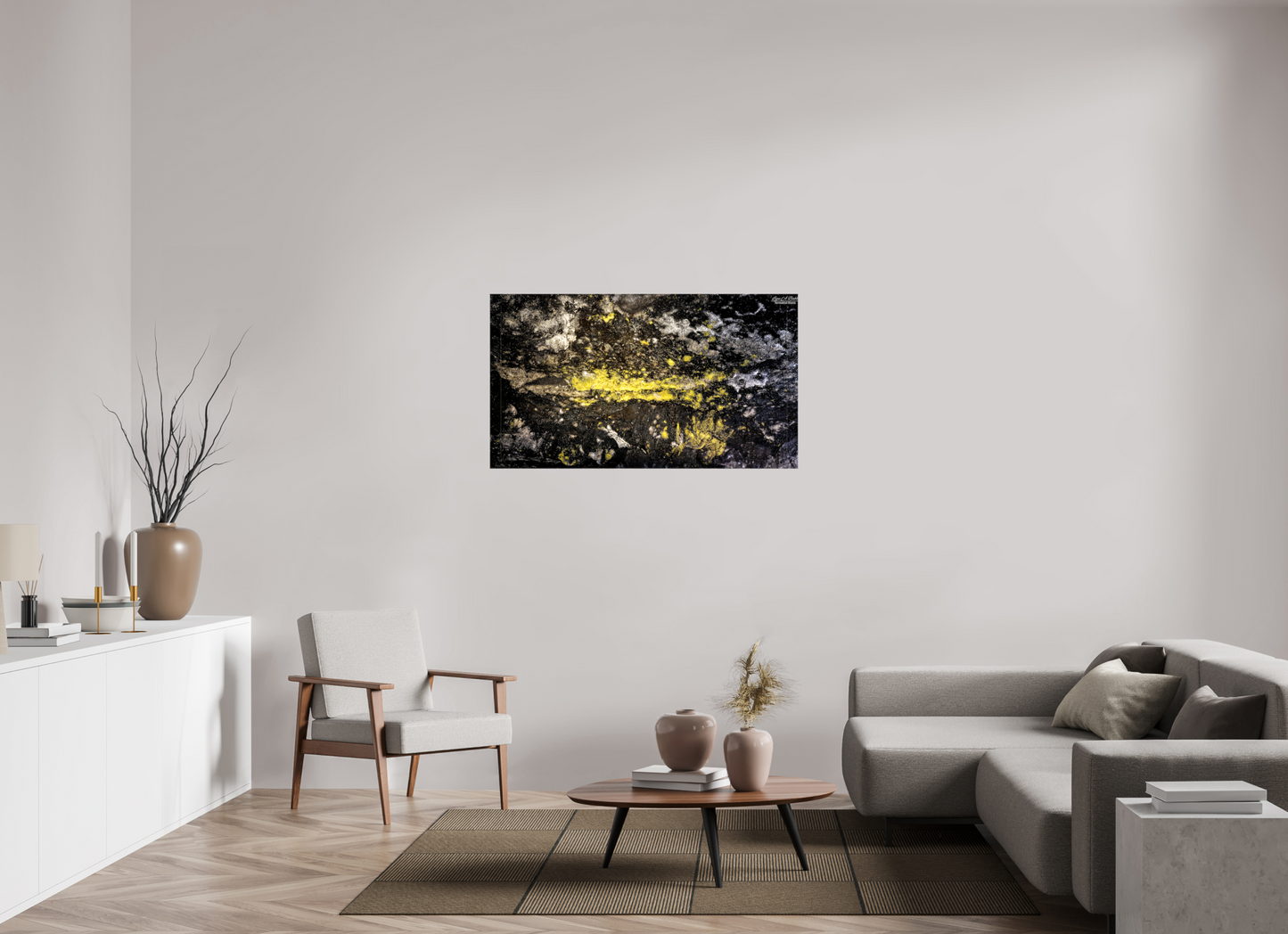 49 x 27.6″, Glossy Canvas Stretcher Frame with Mirrored Edges (10B) Luminous veins of the Kaūmana caves 2