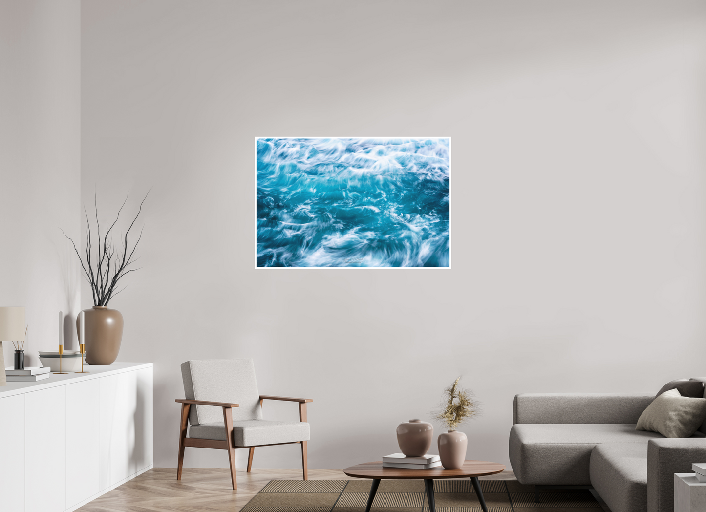 45 x 30″, Photo Print with Matte Lamination (06B) Blue Waves