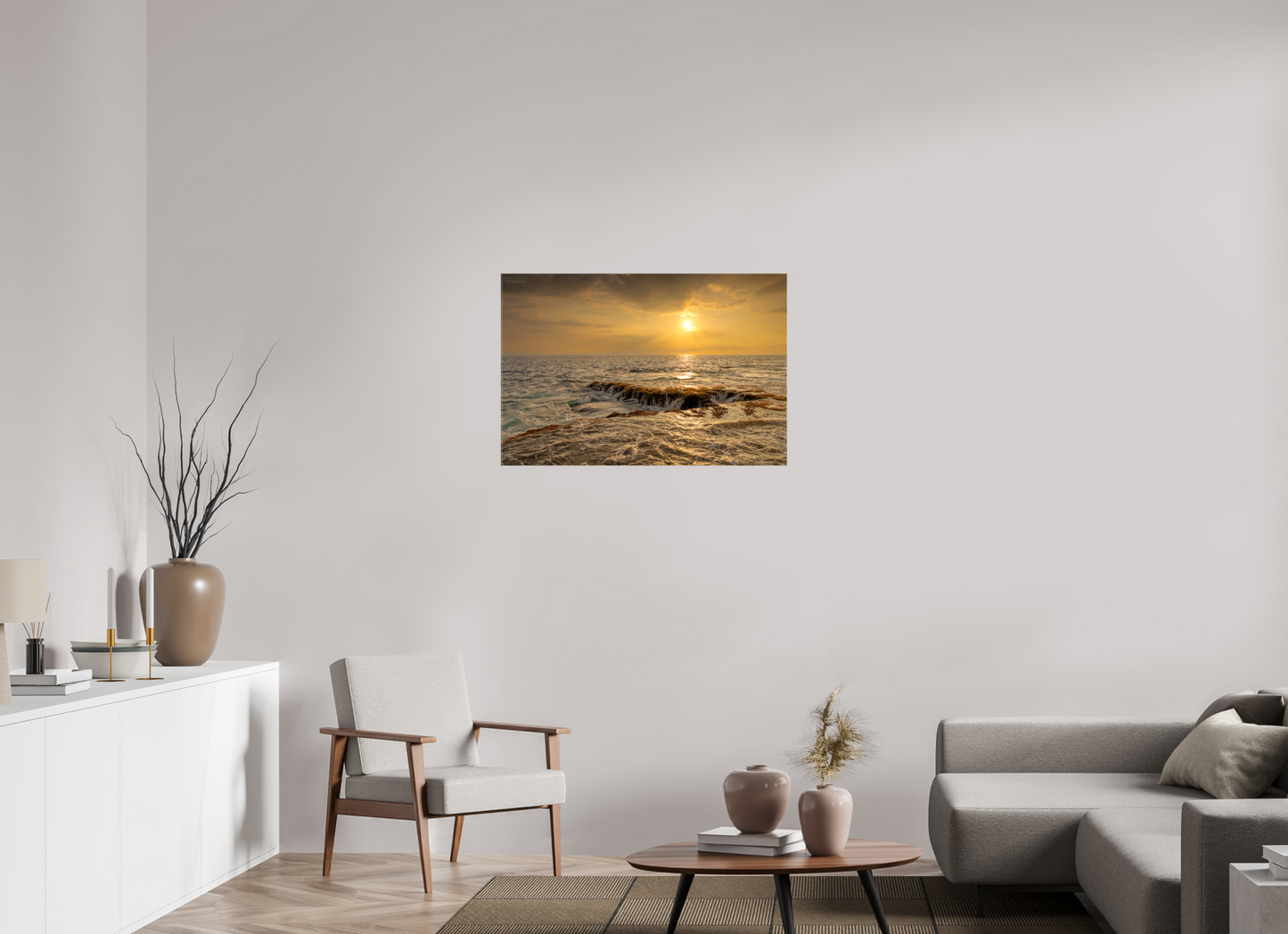 36 x 24″, Glossy Canvas Stretcher Frame with Mirrored Edges Sunset Cascade