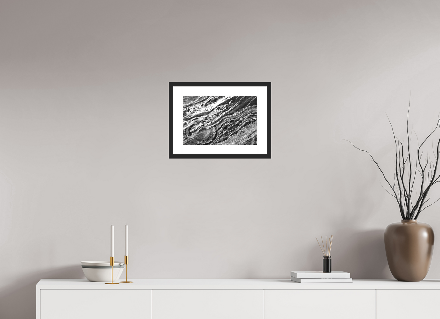 15 x 10″, Classic Black Matte Wood Frame Aqua Sculpture