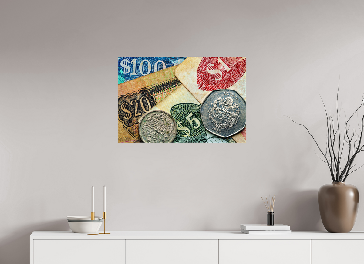 30 x 20″, Glossy Canvas Stretcher Frame with Mirrored Edges Currency and Culture