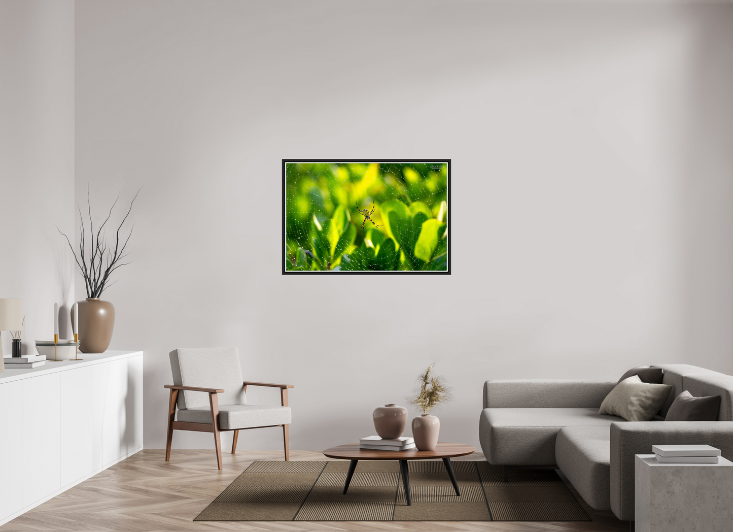 45 x 30″, Black Matte Floater Frame with Acrylic Glass (09C) Hawaiian Garden Spider