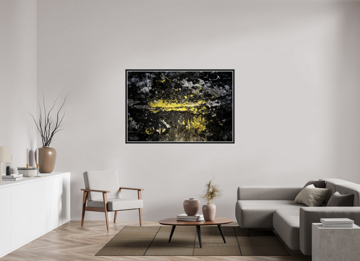 60 x 40″, Black Matte Floater Frame with Acrylic Glass Luminous veins of the Kaūmana caves 1