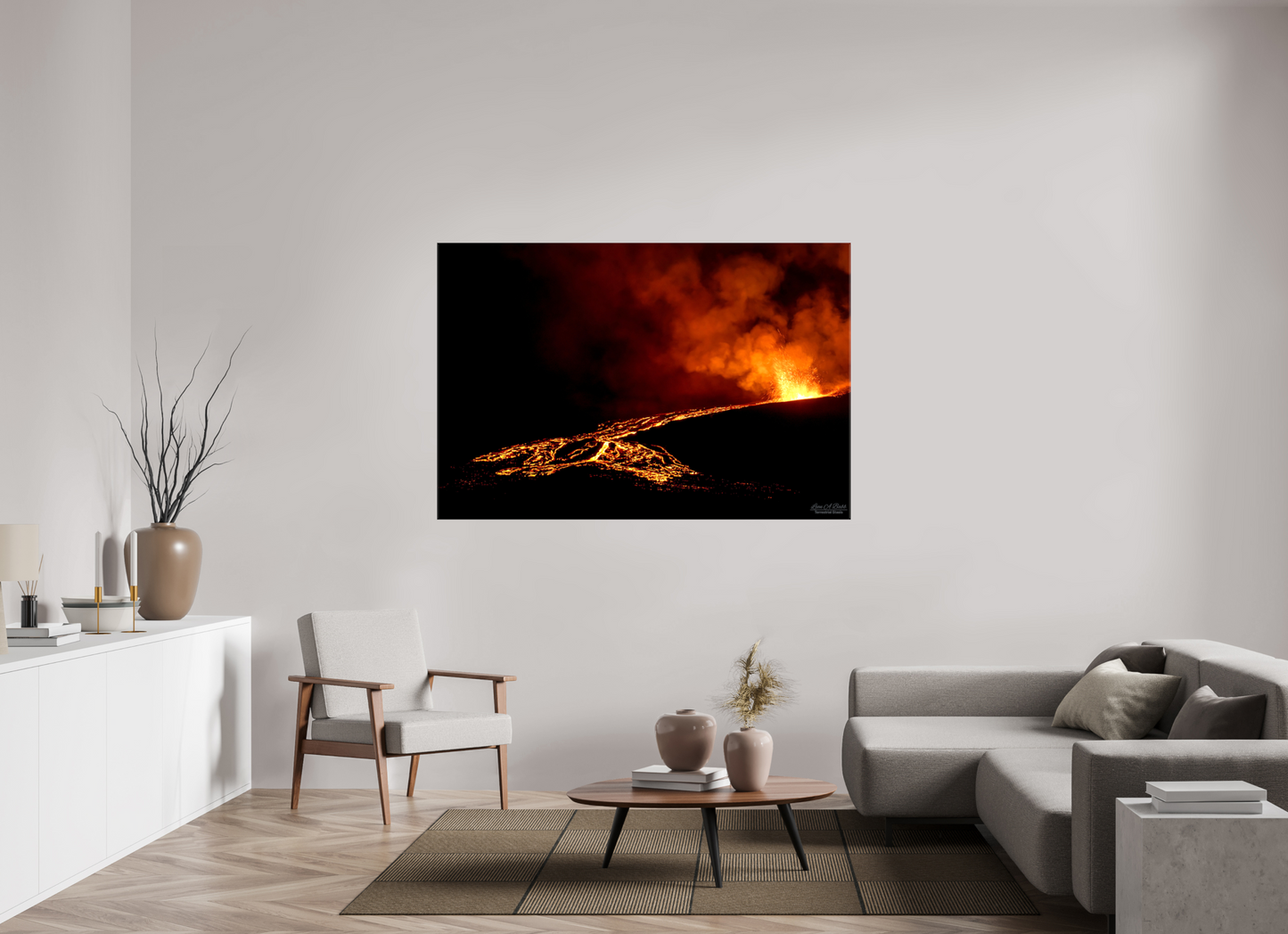 66 x 44″, Glossy Canvas Stretcher Frame with Mirrored Edges Flux of Flame