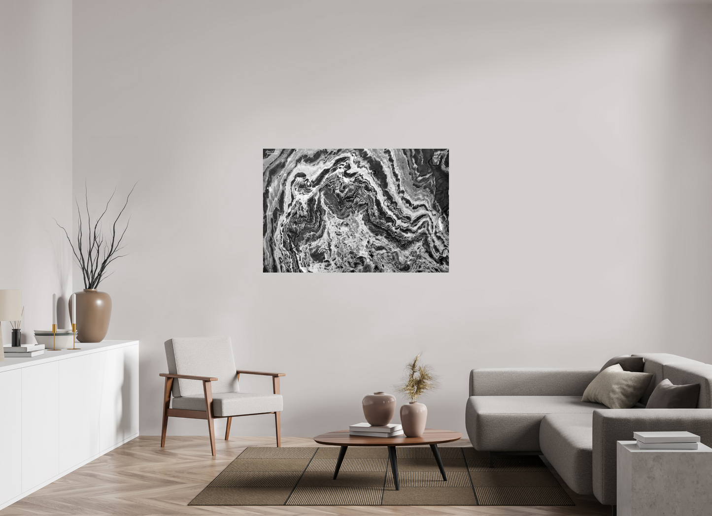 54 x 36″, Print with Aluminum Backing and Glossy Lamination Liquid Marble