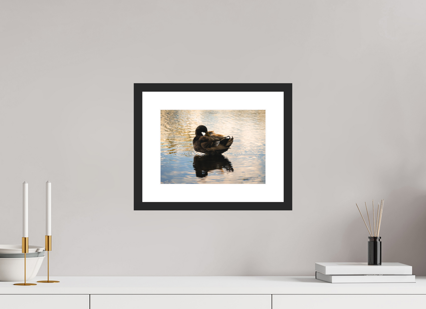 11.2 x 8″, Classic Black Matte Wood Frame (08C) Quiet Drift on Wailoa River