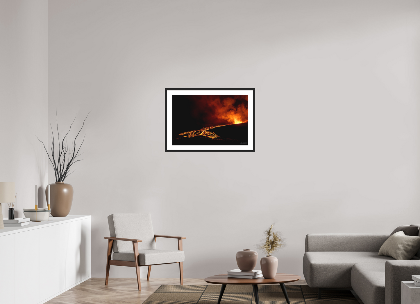 30 x 20″, Classic Black Matte Wood Frame Flux of Flame