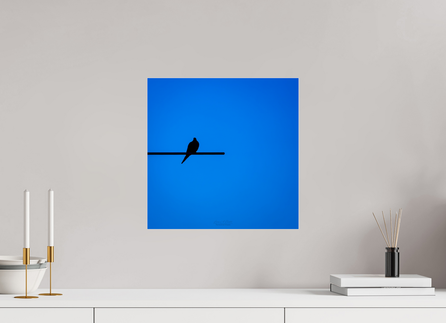 (08D) Bird Silhouette in Blue