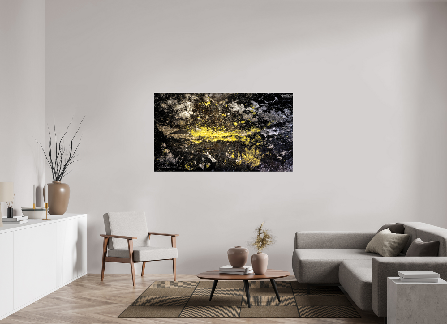 64 x 36″, Glossy Canvas Stretcher Frame with Mirrored Edges (10B) Luminous veins of the Kaūmana caves 2