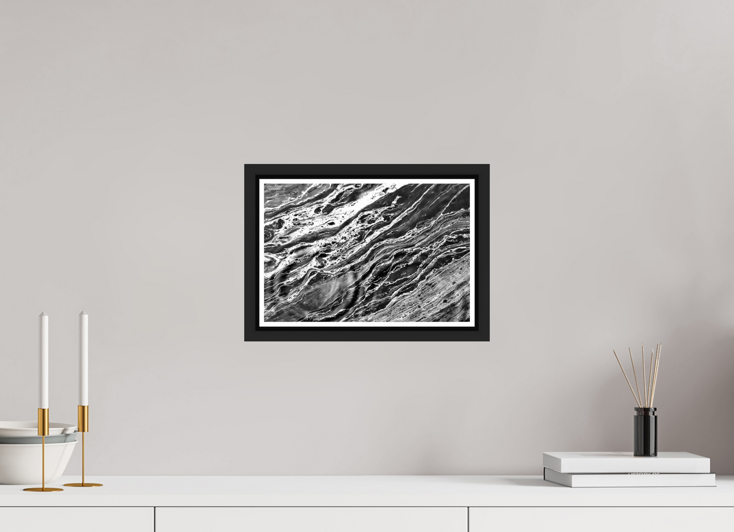12 x 8″, Black Matte Floater Frame with Acrylic Glass Aqua Sculpture
