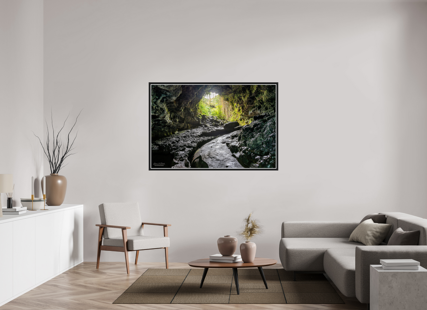 60 x 40″, Black Matte Floater Frame with Acrylic Glass Journey's End