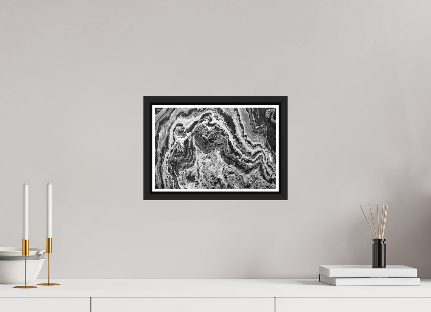 12 x 8″, Black Matte Floater Frame with Acrylic Glass Liquid Marble