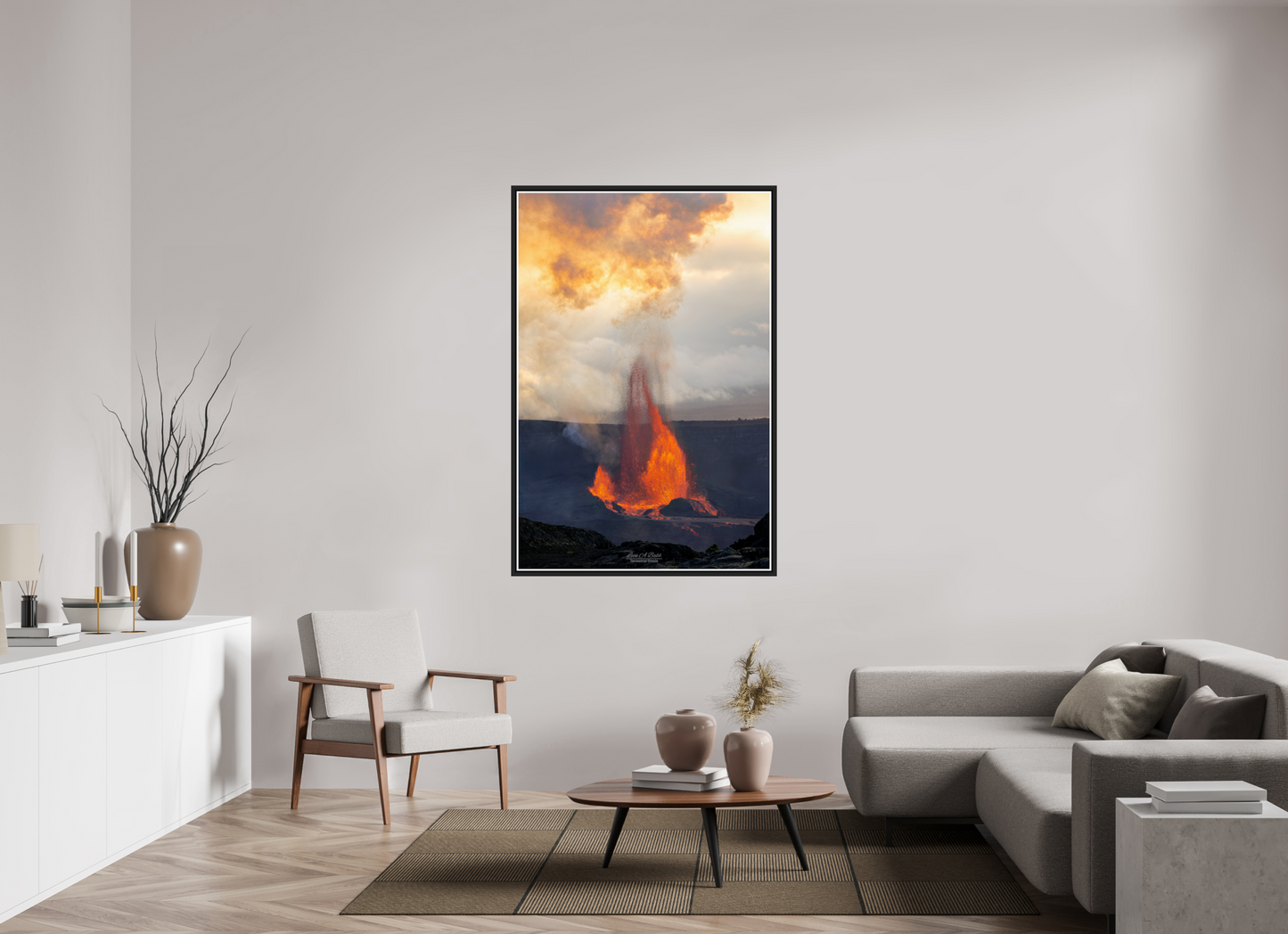 40 x 60″, Black Matte Floater Frame with Acrylic Glass (03A) Kilauea Sunset 1