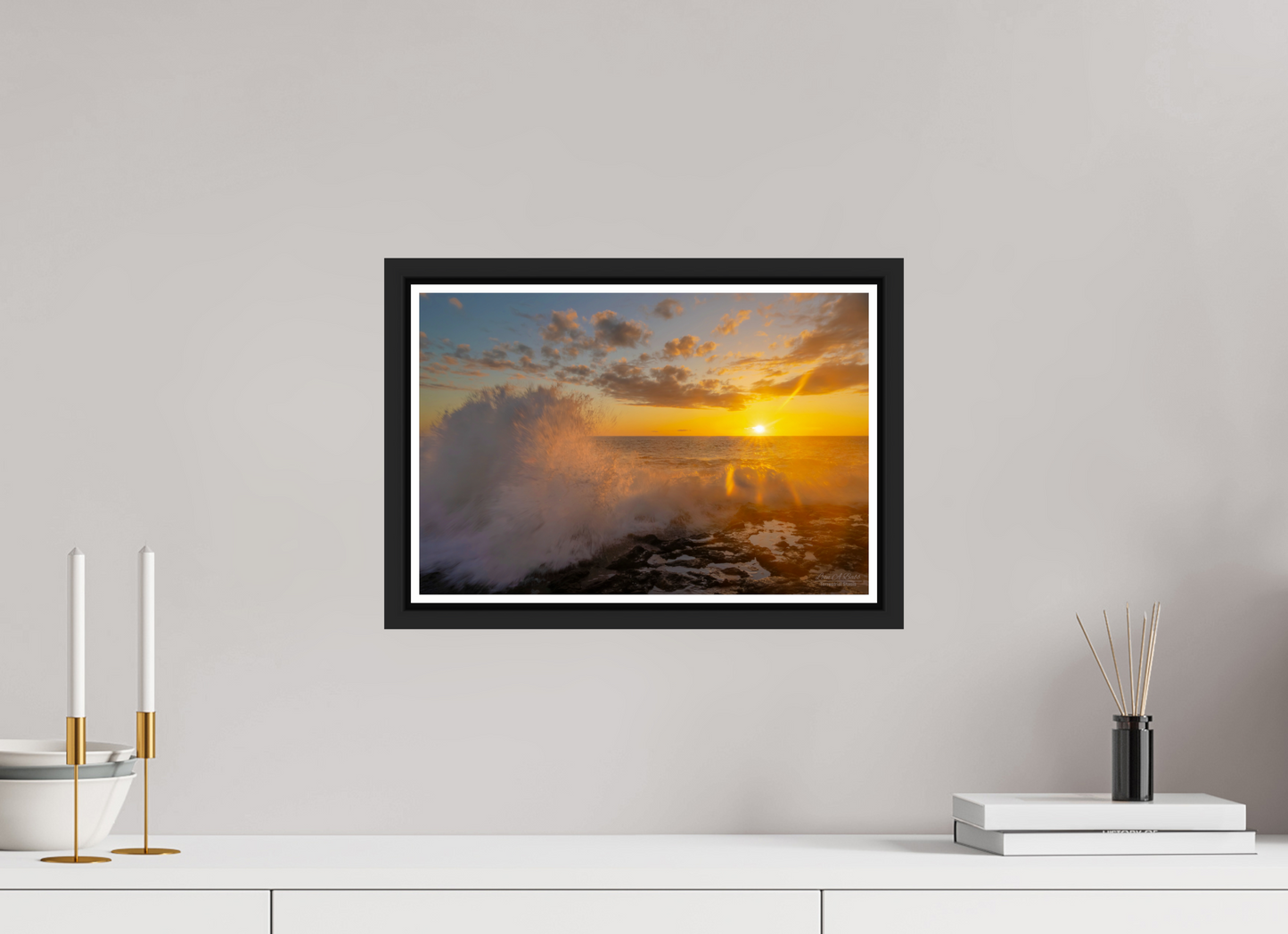 15 x 10″, Black Matte Floater Frame with Acrylic Glass (05A) Kona Wave