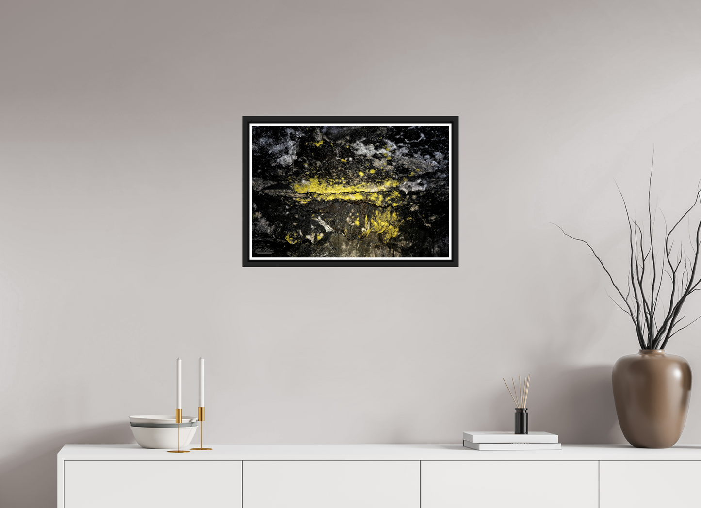 24 x 16″, Black Matte Floater Frame with Acrylic Glass Luminous veins of the Kaūmana caves 1