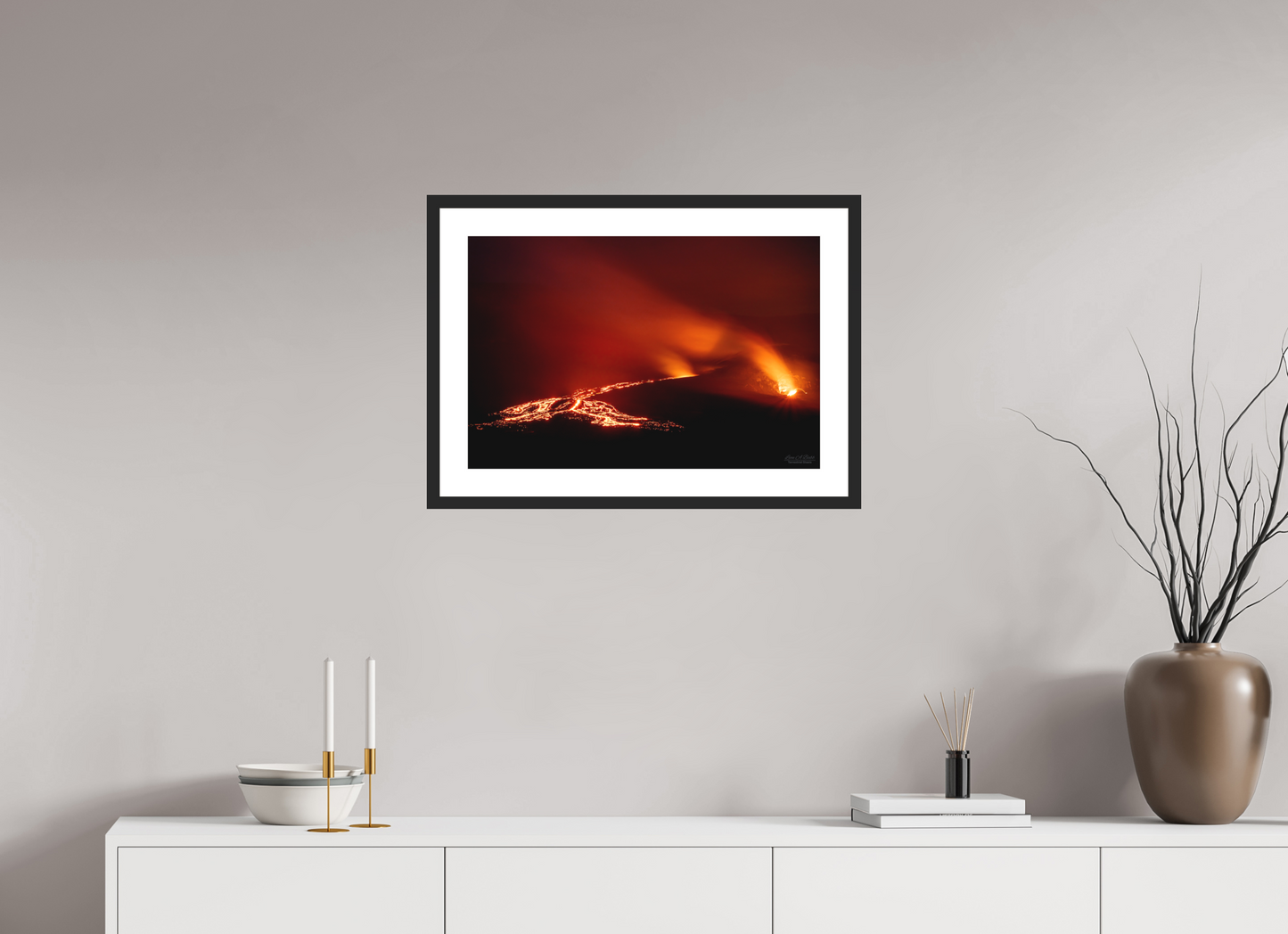 24 x 16″, Classic Black Matte Wood Frame Island of Fire